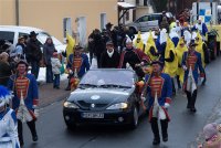 Bild in Gro�darstellung, Prinzenpaar FV Sendelbach Faschingswagen beim Wombacher Faschingszug